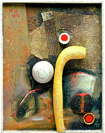 Kurt Schwitters, Fredlyst with yellow artificial bone, 1940-41, 1945 and 1947