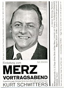 Kurt Schwitters, Einladung zum Merz Vortragsabend, 1926 oder später 